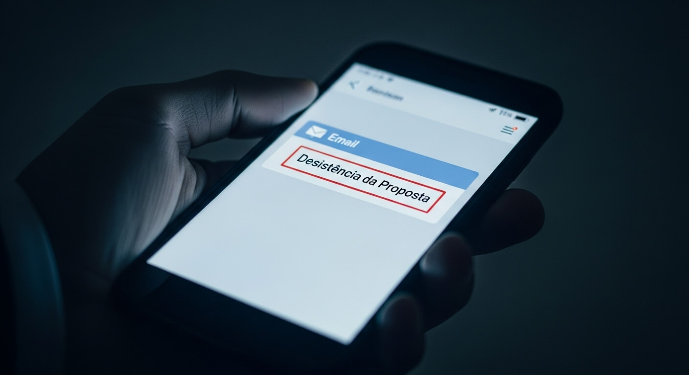 Email de desistência da proposta no celular