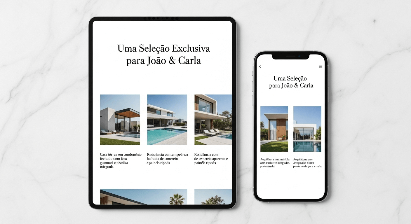 Apresentação exclusiva personalizada para João e Carla em tablet e celular